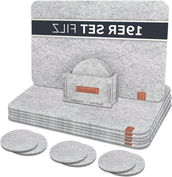 Placemat elegante velluto grigio - lavabile e antiscivolo con anelli di tovaglia