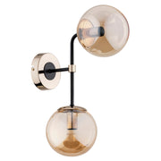 Applique glamour Alfa oro/nero doppia sfere ambra E14