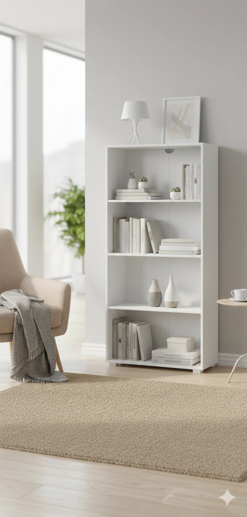 Libreria 4 Ripiani 60x30x130 cm in MDF Bianco