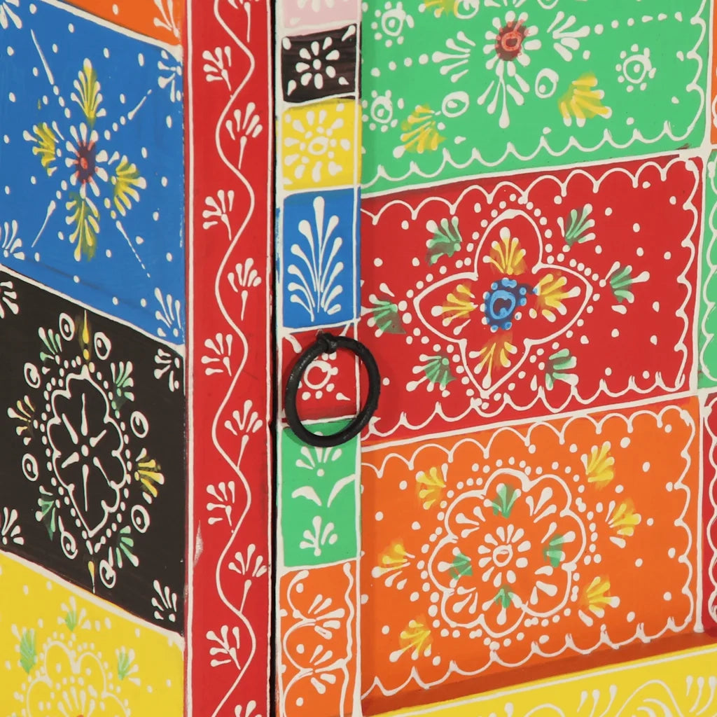 Comodini 2 pz Multicolore 40x35x45cm in Legno Massello Mango