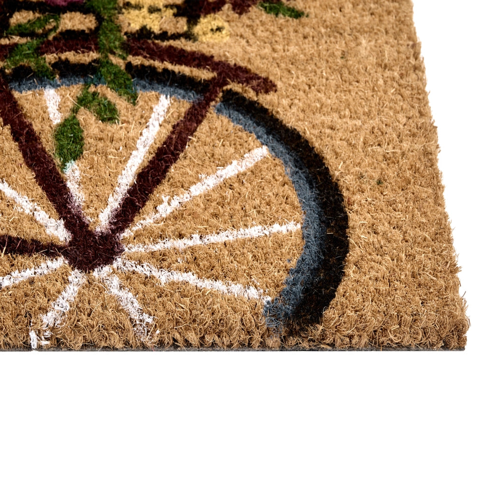 Zerbino in fibra di cocco naturale con fondo antiscivolo in PVC 40 x 60 cm Decorazione Motivo bicicletta