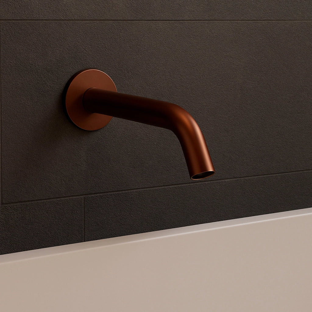 SINED Beccuccio Inox Satinato da Parete per Lavandino in Acciaio Inox 316L Finitura Oro Rosa adatto per ambienti interni ed esterni - Modello Levante