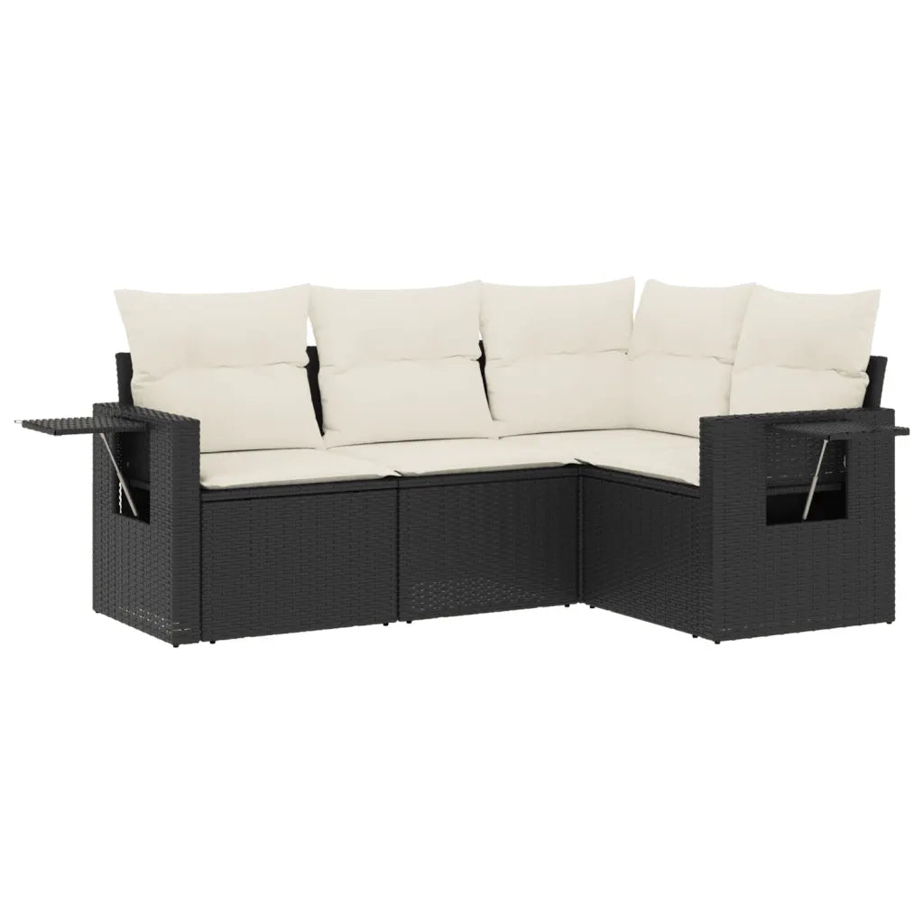 Set Divani da Giardino 4 pz con Cuscini Nero in Polyrattancod mxl 112288