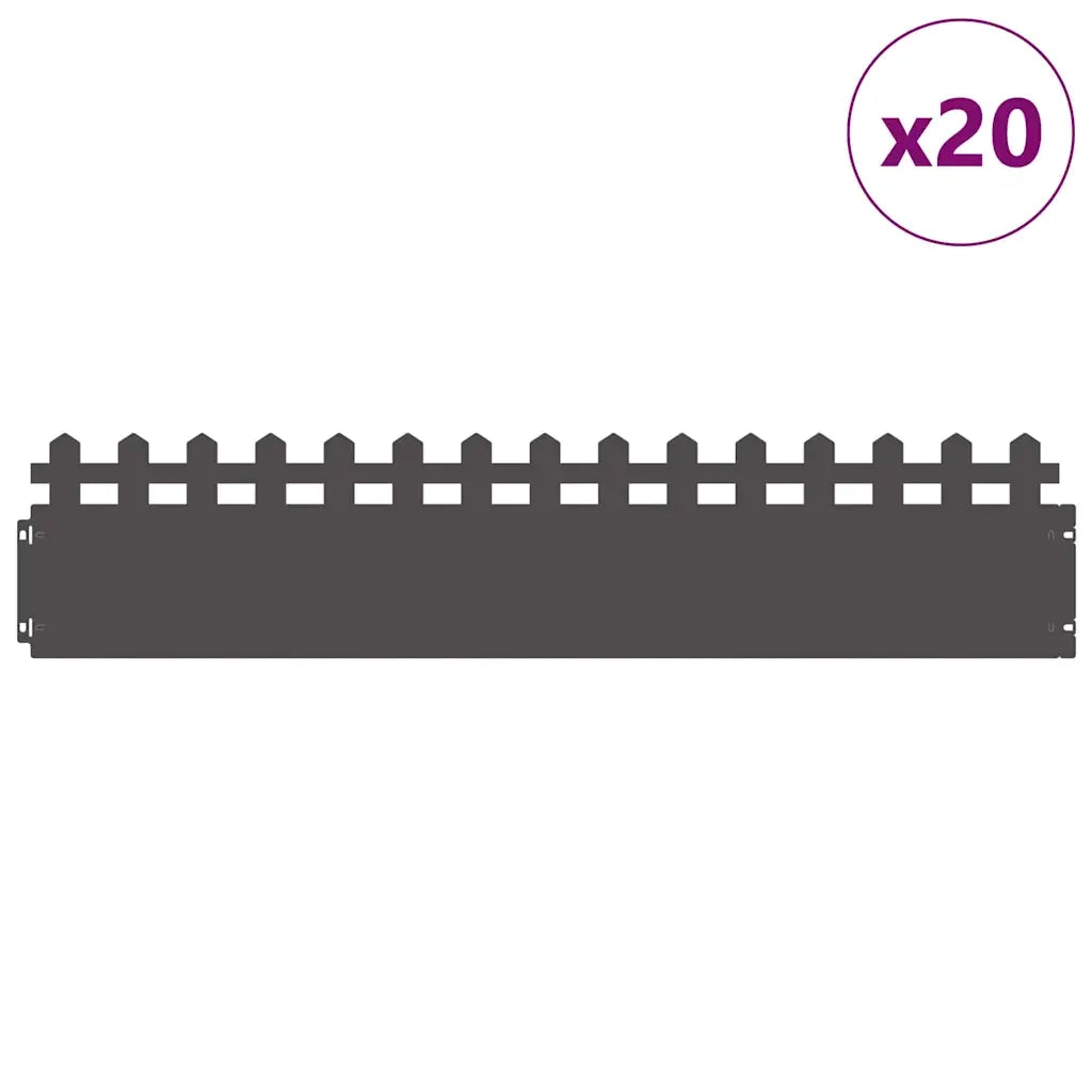 Bordure per prato 20 pz Nero 103 x 0,05 x 22 cm Acciaio CFW3695509