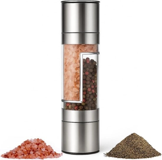Produttore - Molitore Sale e Pepe 2 in 1 - Regolabile a Mano Molitore di Sale Himalaya - Design Duraturo - Adatto per la Cucina e il Barbecue - Ideale per...