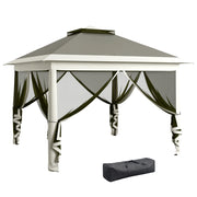 EasyComfort Gazebo da Esterno ad Altezza Regolabile con Zanzariere, in Metallo e Tessuto Oxford, 3.3x3.3x2.8 m, Grigio Scuro