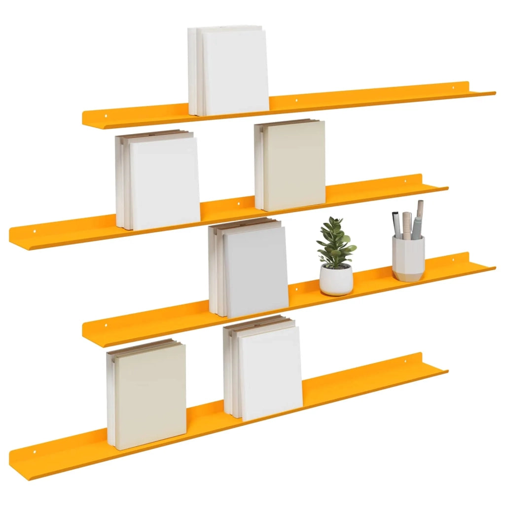Mensola sospesa 4 pcs Giallo senape 100 x 9 x 2,5 cm Acciaio 8003991
