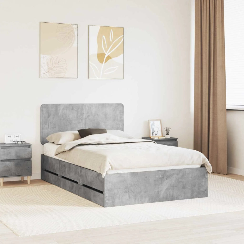 Struttura del letto con cassetto Grigio cemento 135 x 190 cm
