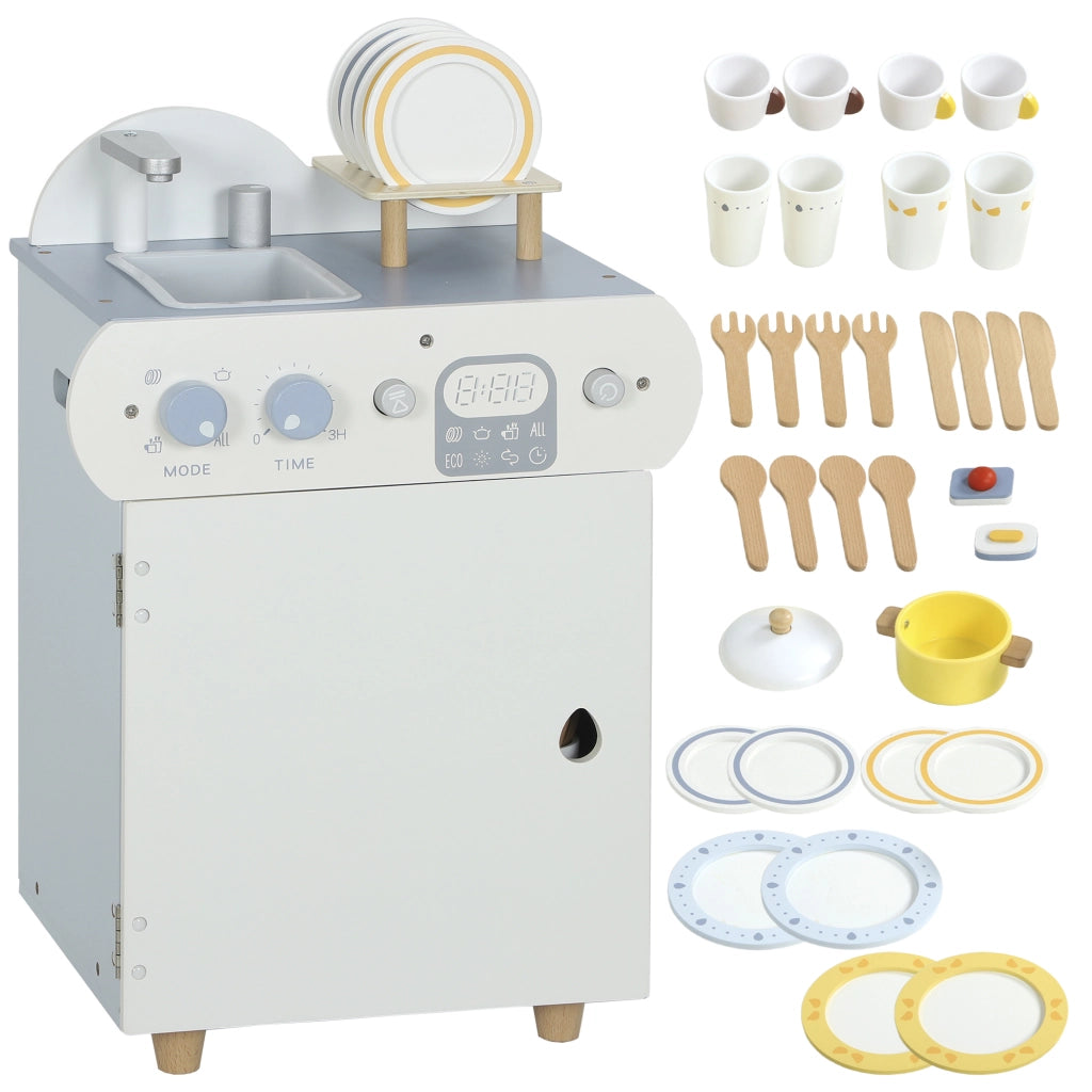 Cucina Giocattolo per Bambini con Lavastoviglie ¨C zephmum ¨C 32 Accessori MDF Legno Colore Blu