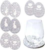 Decorazione di Pasqua in carta - 8 piedini in velluto - Motivo uovo - in grigio e bianco con alta qualità stampa - Decorazione da tavola festiva - Set 1