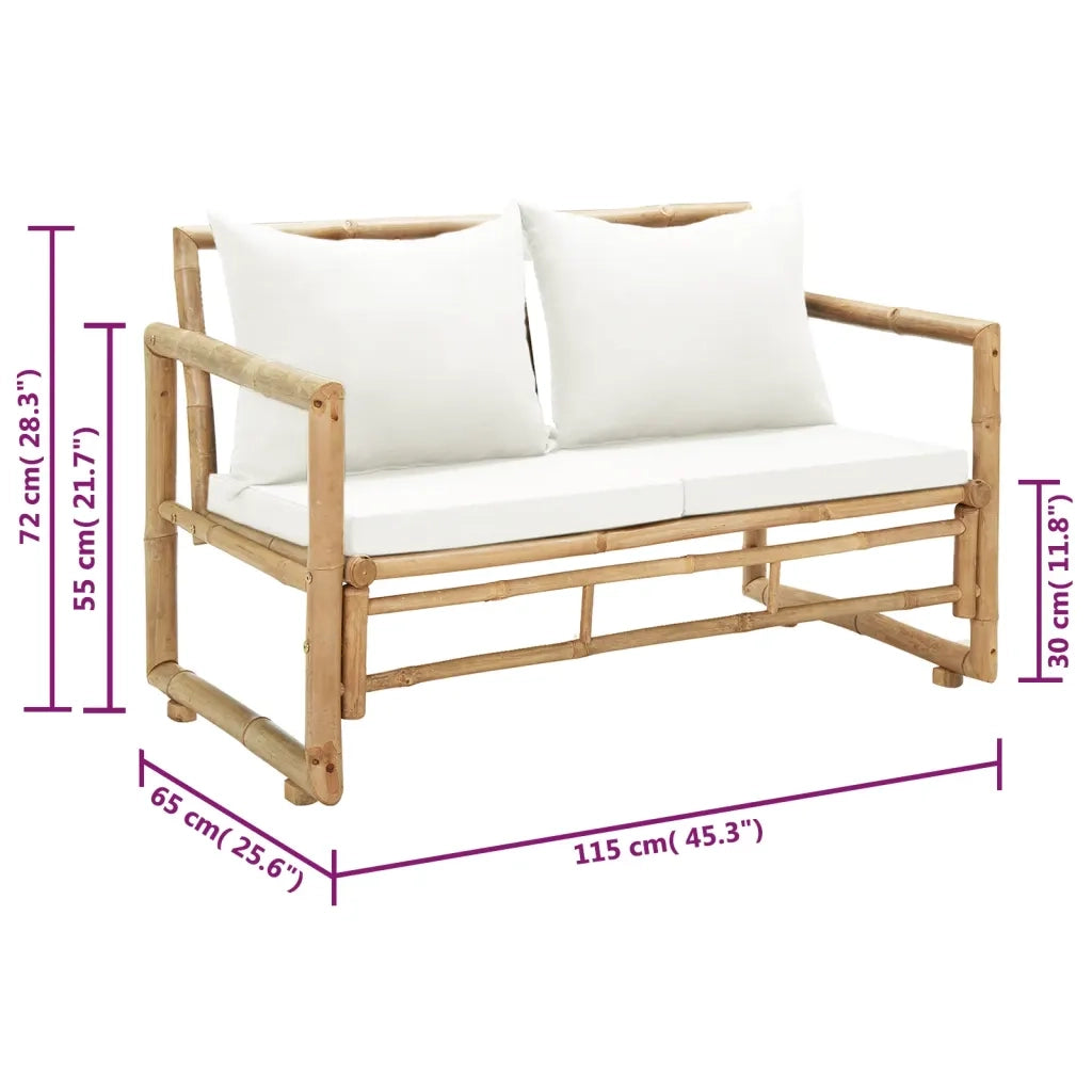 Divano da Giardino a 2 Posti-Sofa da giardino con Cuscini in Bamb¨´
