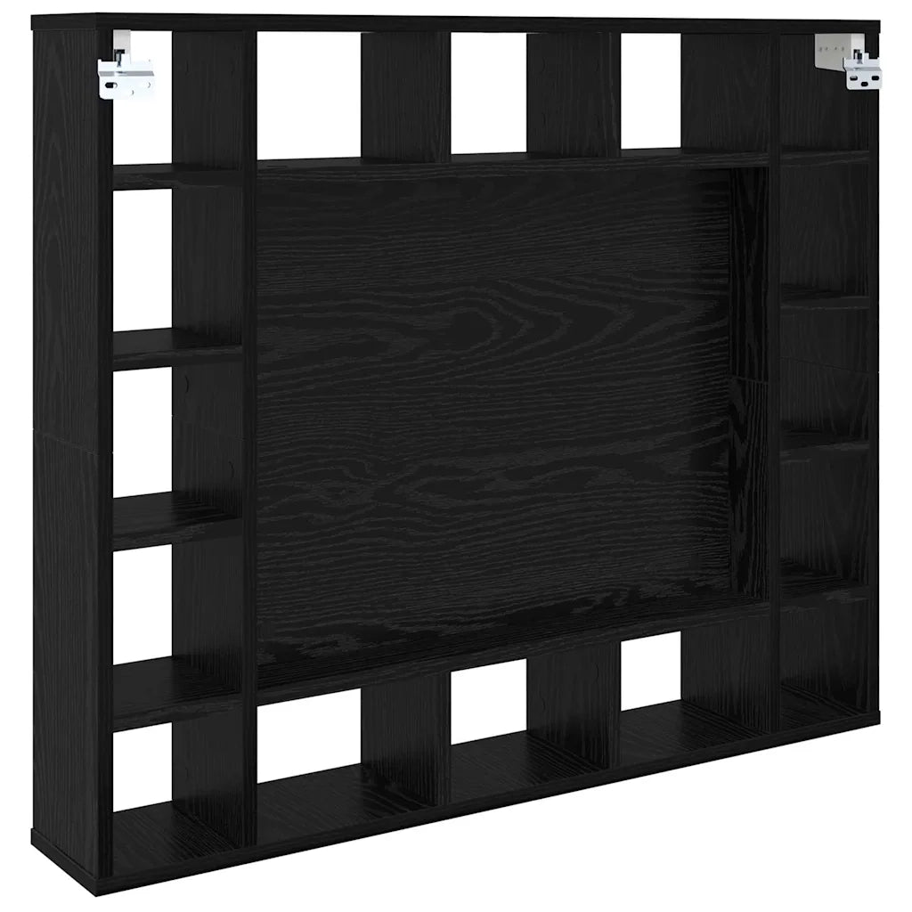 Mobiletto per specchio-Mensola con Specchio Rovere Nero 91 x 15 x 76,5 cm