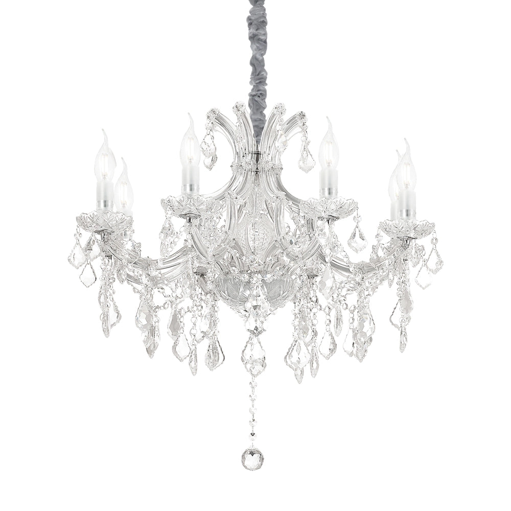 Lampadario Classico Napoleon Metallo-Cristallo Cromo 8 Luci E14