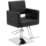 Poltrona da barbiere Carlisle con poggiapiedi altezza seduta 55 cm 150 kg acciaio inox nero compensato PU schiuma nera 14_0008960