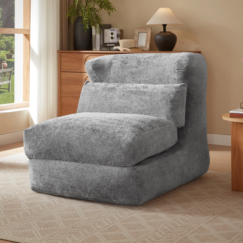 Fauteuil convertible modulare con seduta ampia e design originale in schiuma grigia 31 × 31 × 107 cm