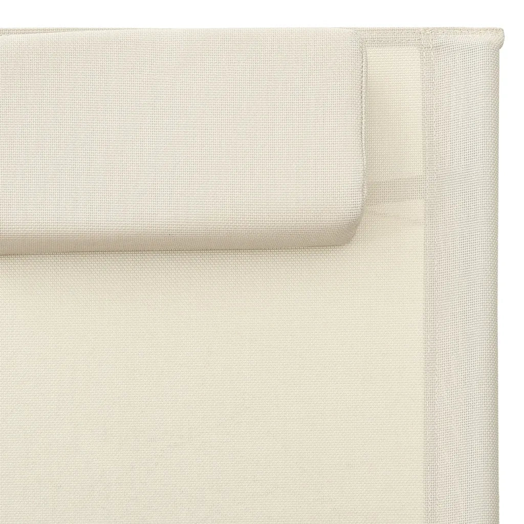 Lettino Prendisole in Textilene Crema e Grigio cod mxl 23088