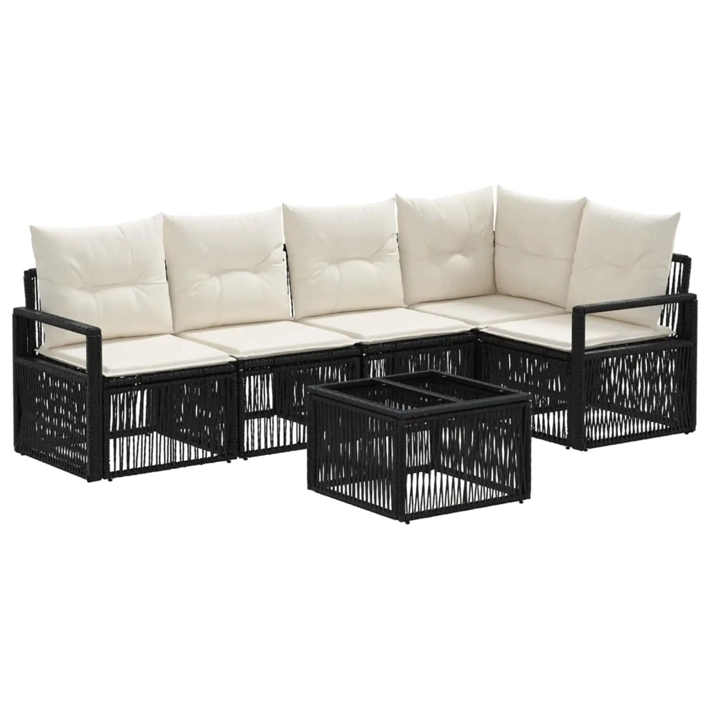 Set Divano da Giardino 6 pcs Nero polyrattan
