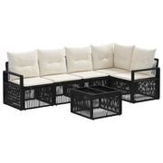 Set Divano da Giardino 6 pcs Nero polyrattan