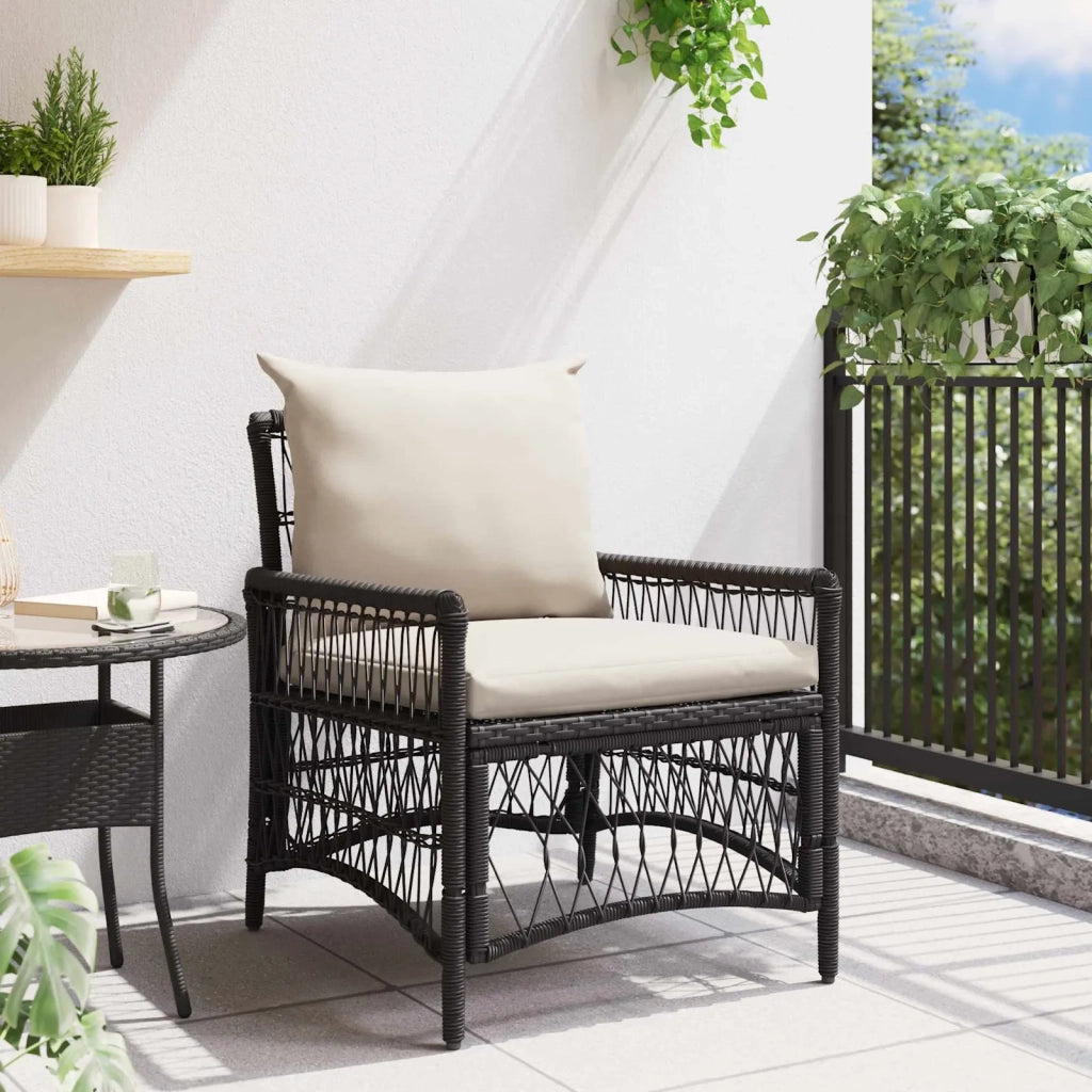 Sedia da Giardino con cuscino Nero 73 x 61 x 77 cm polyrattan 42006217