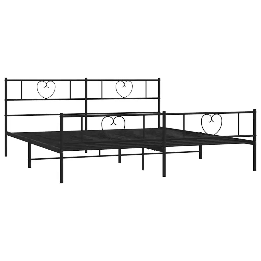 Giroletto con Testiera e Pediera Metallo Nero 183x213 cm 355486