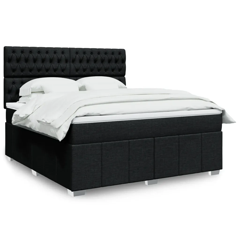 Giroletto a Molle con Materasso Nero 180x200 cm in Tessuto 3294056