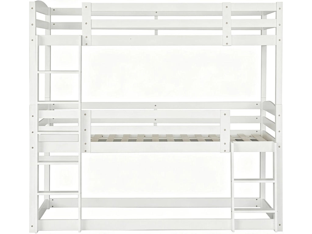 Letto a castello in legno con scaletta "Sephora" - 90 x 190 cm - Bianco