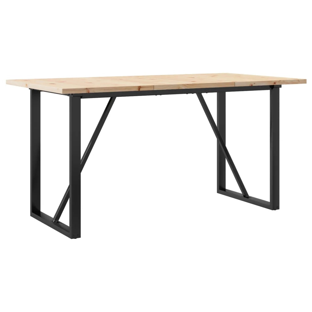 Tavolo da Pranzo | Tavolo da cucina Telaio a O 160x80x75,5 cm Legno Pino e Acciaio