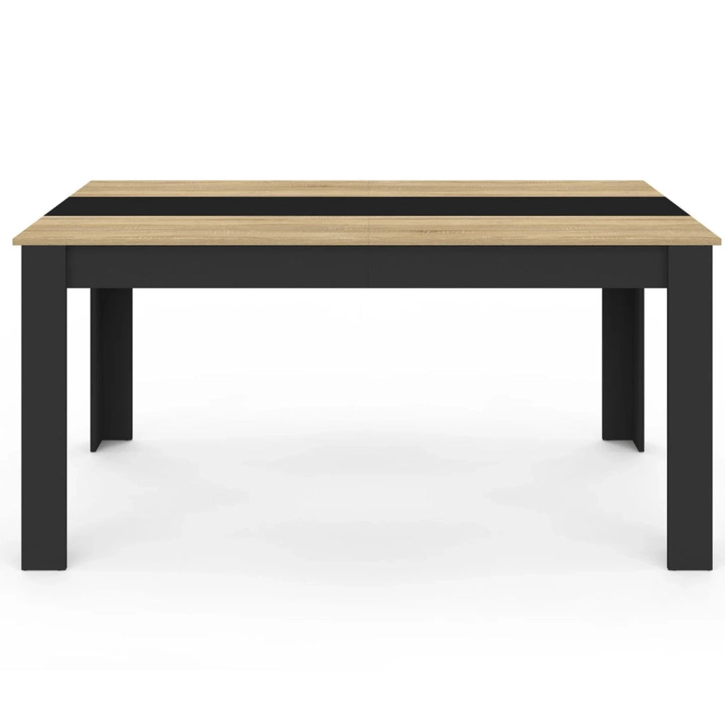 IDMarket - Tavolo da pranzo rettangolare GEORGIA per 8 persone in simil-faggio e nero 160 x 90 cm