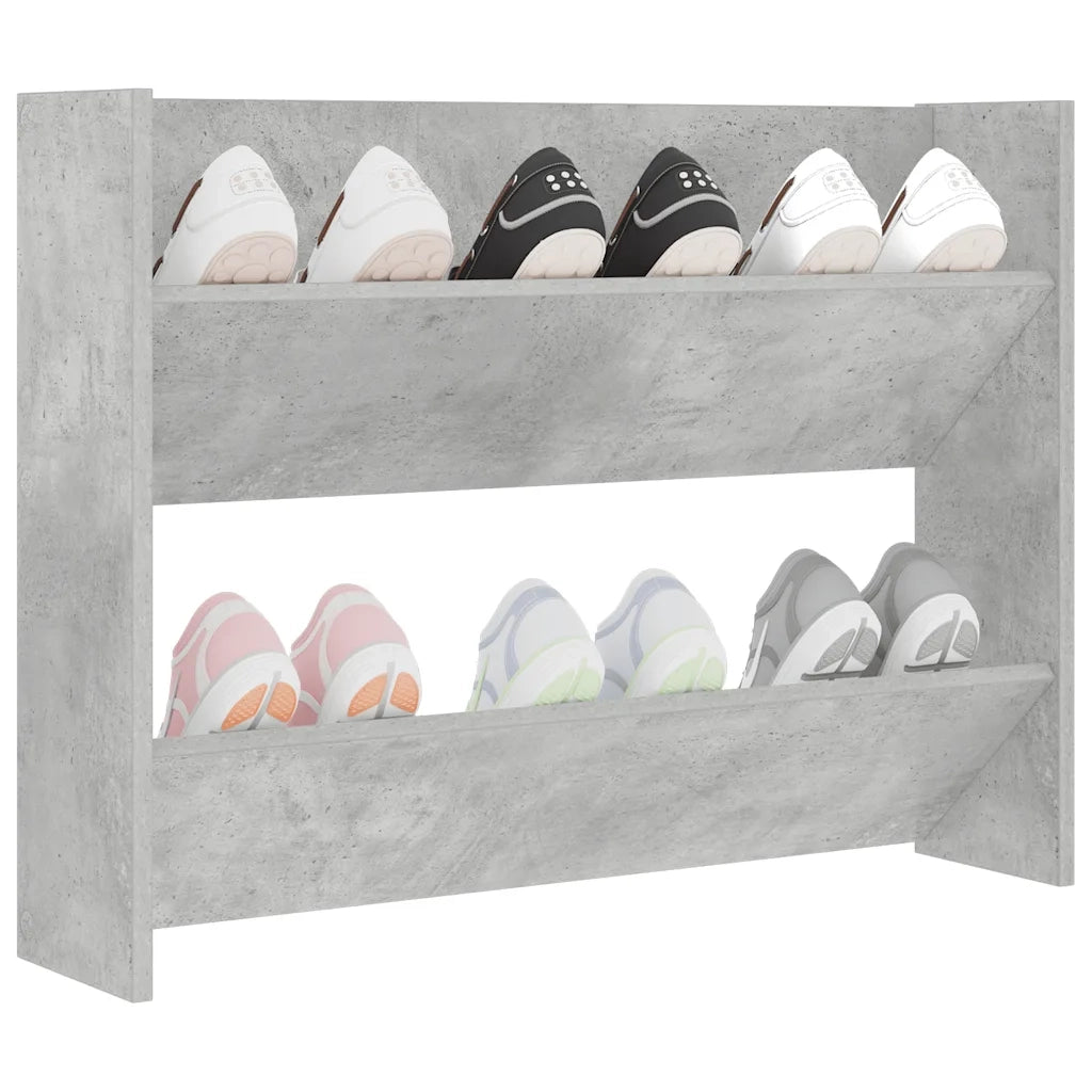 Scarpiera a Muro Grigio Cemento 80x18x60cm in Legno Multistrato 806749