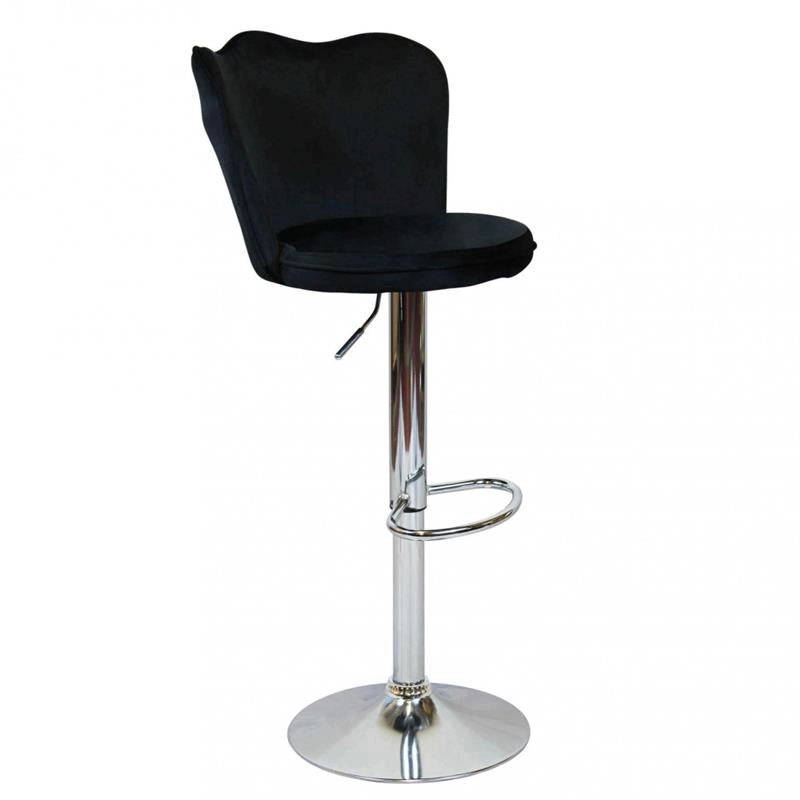 SGABELLO ERIC STRUTTURA IN METALLO E SEDUTA IN VELLUTO NERO 51X49X101H CM OKX