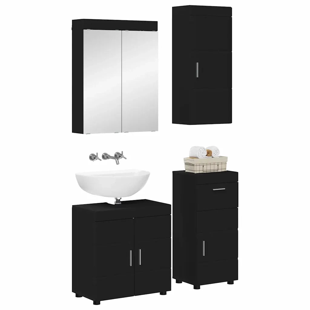 Set di mobili per il bagno TULUM 4 pcs Nero 60 x 34 x 63 cm 3398045