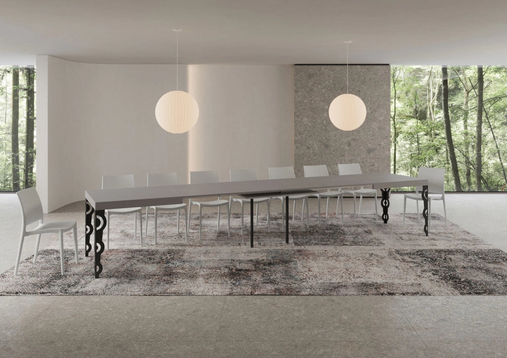 Tavolo allungabile 180/440x90 cm Karamay cashmere gambe antracite