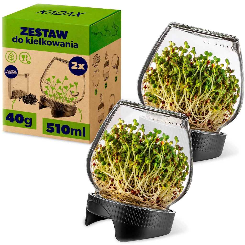 KADAX Zestaw Słój Amfora fi82 580ml 5802-9 + Plastikowa zakrętka do słoików fi82, kiełkownica pakiet 2szt K17501