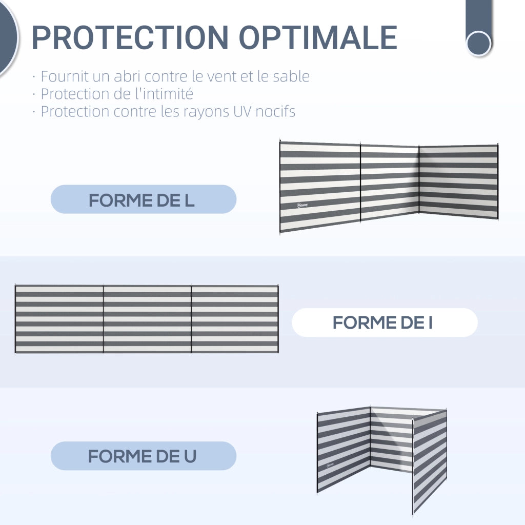 Paravento da giardino pieghevole ¨C zephmum ¨C grigio 540x150 cm