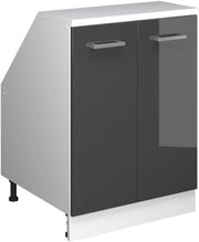 Mobile sottotetto Rion, Antracite lucido, 60 x 81.6 cm con 2 porte, carcassa 60 cm profondità, adatto per il salvaspazio sotto tetti spioventi