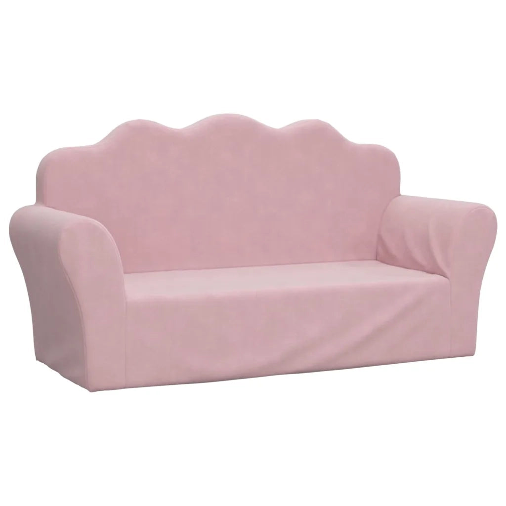 Divano per bambini a 2 posti rosa in morbido peluche 357051
