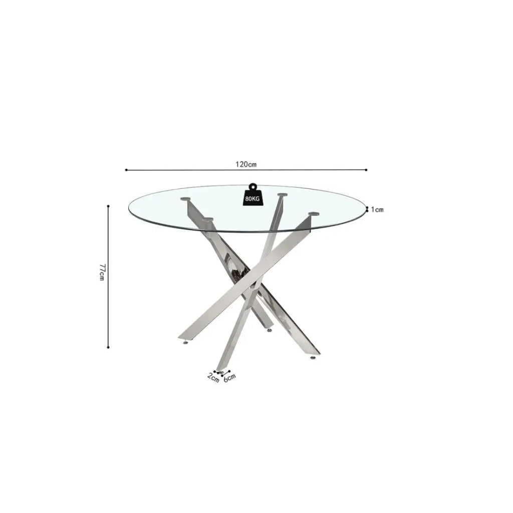 Tavolo da pranzo CRISTELIA – Rotondo Ø120 cm – Piano in vetro – Gambe cromate – Design elegante e moderno