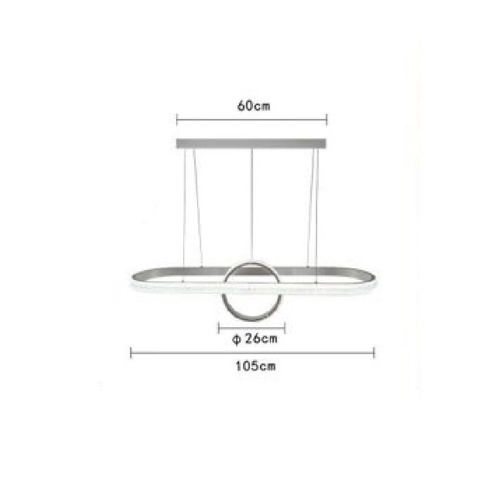 Trade Shop - Lampadario Sospeso Led Design Cerchio Ovale Bianco Moderno Pendente 54w Lp-30b -