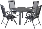 Tavolo e Sedie da Giardino Alluminio 4 +1 Tavolo WPC 80x80 cm Mobili Esterno Grigio