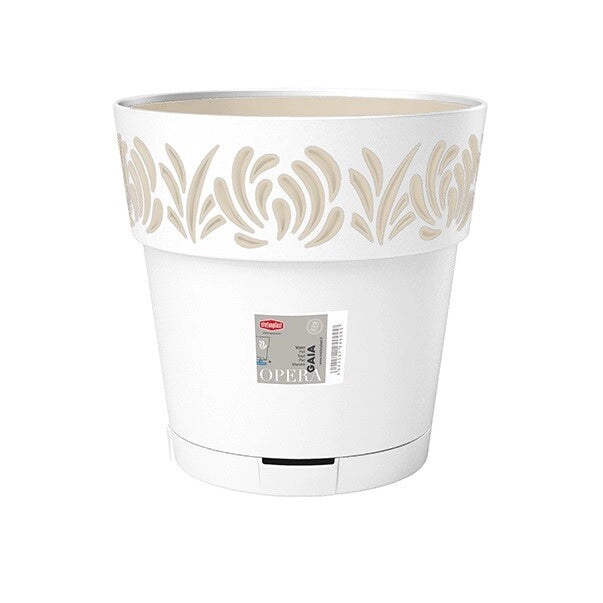 Vaso da Giardino Tondo Opera Gaia Bianco e Travertino 30 x 29 cm Stefanplast