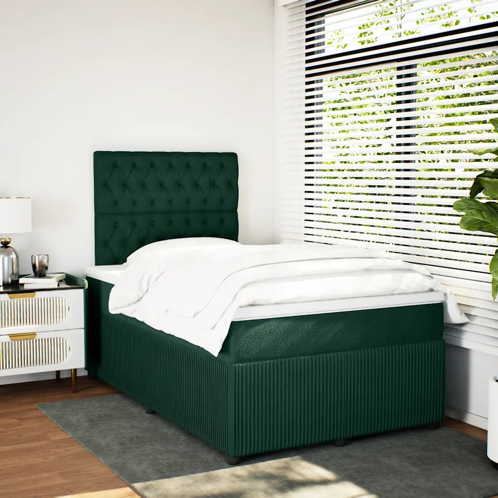 Giroletto a Molle con Materasso Verde Scuro 120x190 cm Velluto 3292295