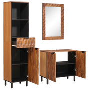 Set da Bagno con cassetto con porta 3 pcs Acacia Marrone Winish