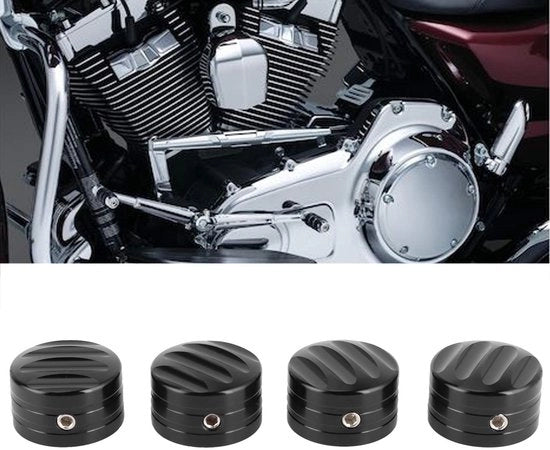 Motorblok deksel di alta qualità in alluminio - Adatto per Sportster XL883 - Twin Cam 1999-2020 - Big Twin 1340 Evo - Inclusa chiave a ingranaggi - Dimensione interna 14 mm - Copertura del blocco motore