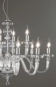 LAMPADARIO BACH 8 LUCI CRISTALLO E FINITURA CROMO ATTACCO E14