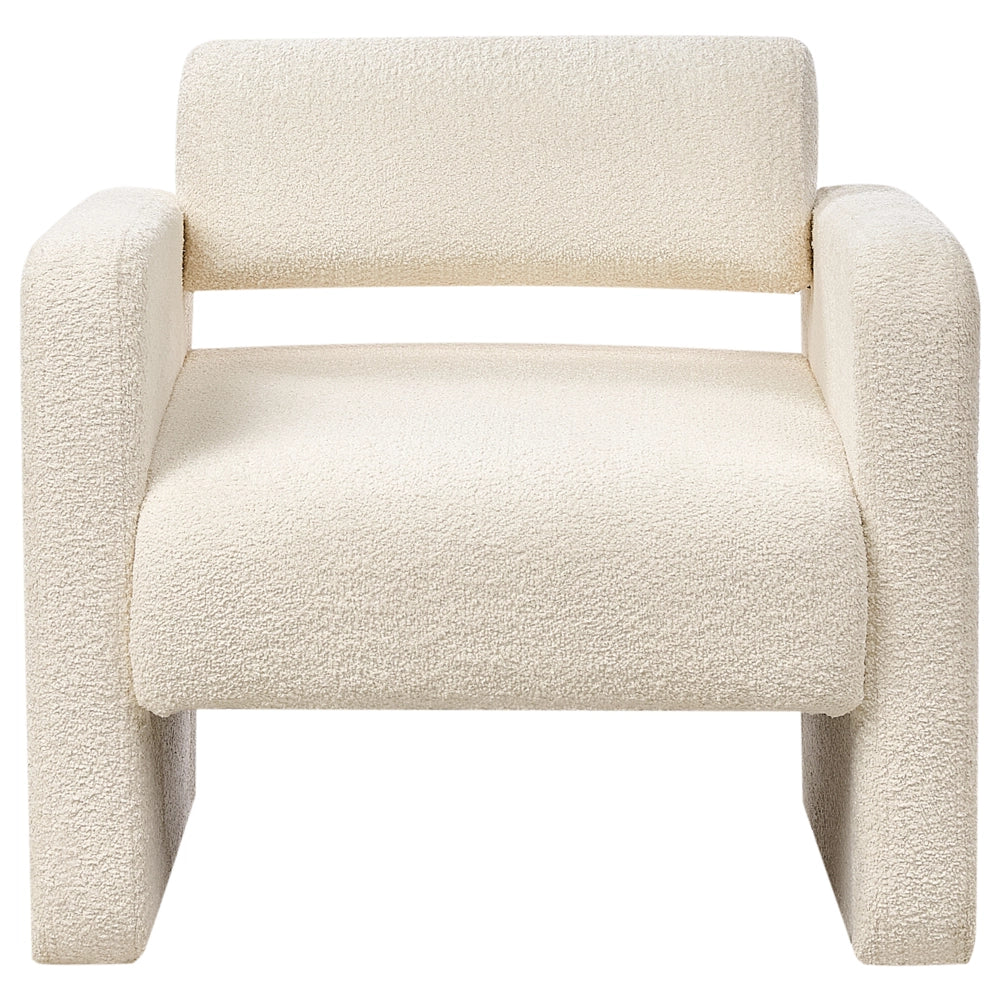 Poltrona Bianco Sporco Boucle Seduta Armelss Stile Retrò