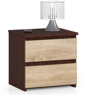 Comodino AKORD CL2 Wengé 40 cm 2 cassetti inserto frontale Sonoma Quercia 40x35x40 cm