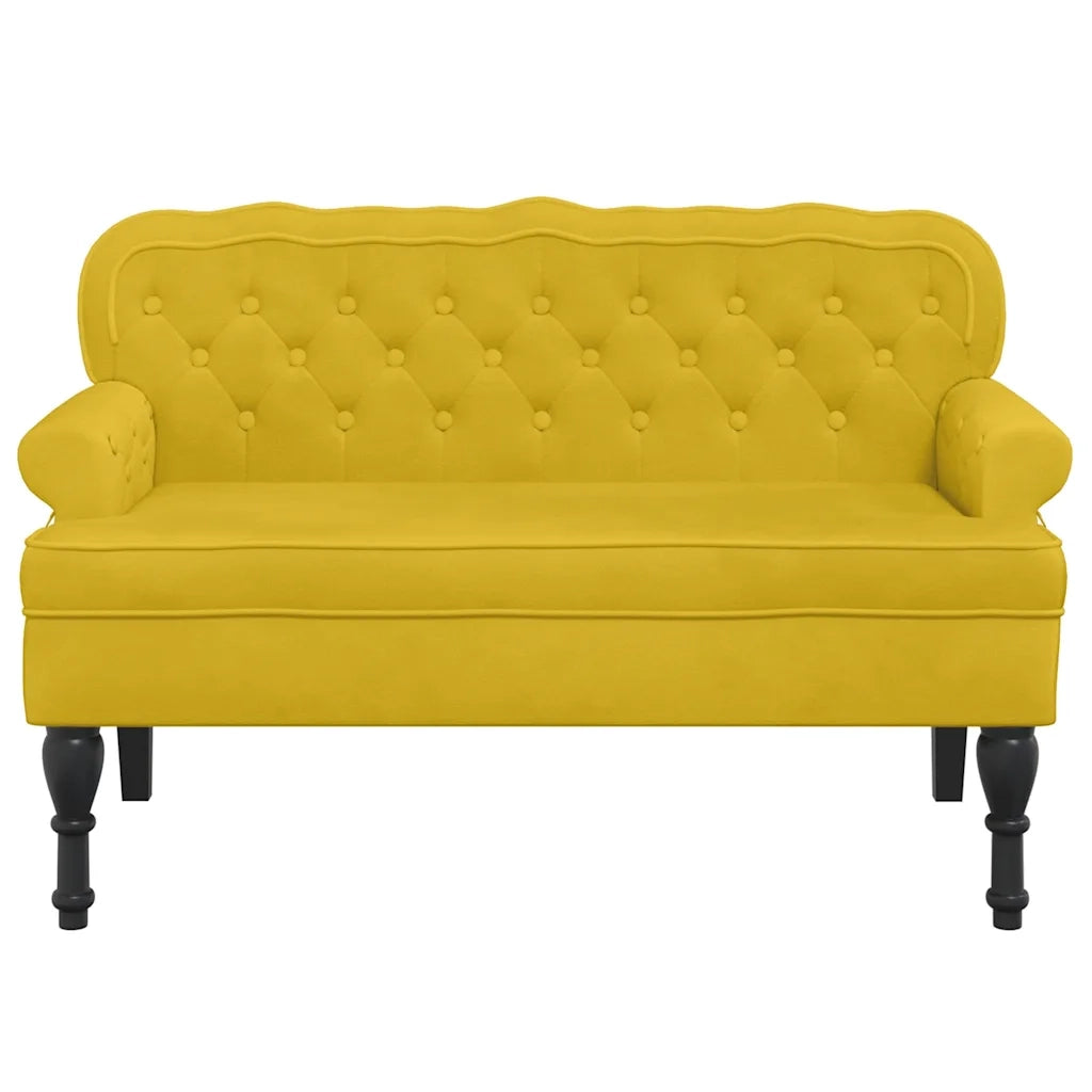 Panca con Schienale Gialla 119,5x64,5x75 cm in Velluto CFW3007984