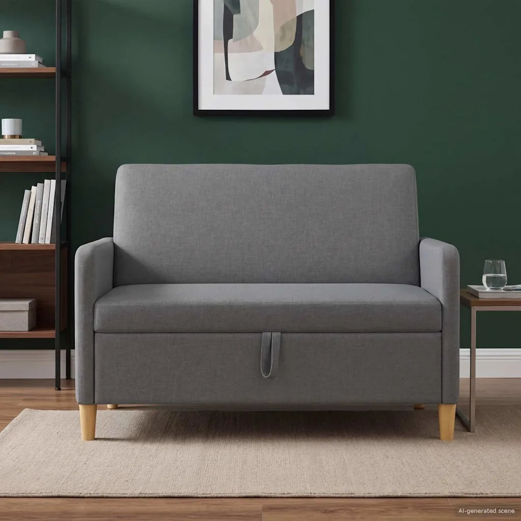 Divano con Storage Grigio Scuro 122 x 78 x 87 cm Poliestere 42036892