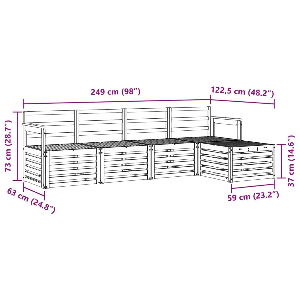 Set di divani da esterno 5 pcs Naturale