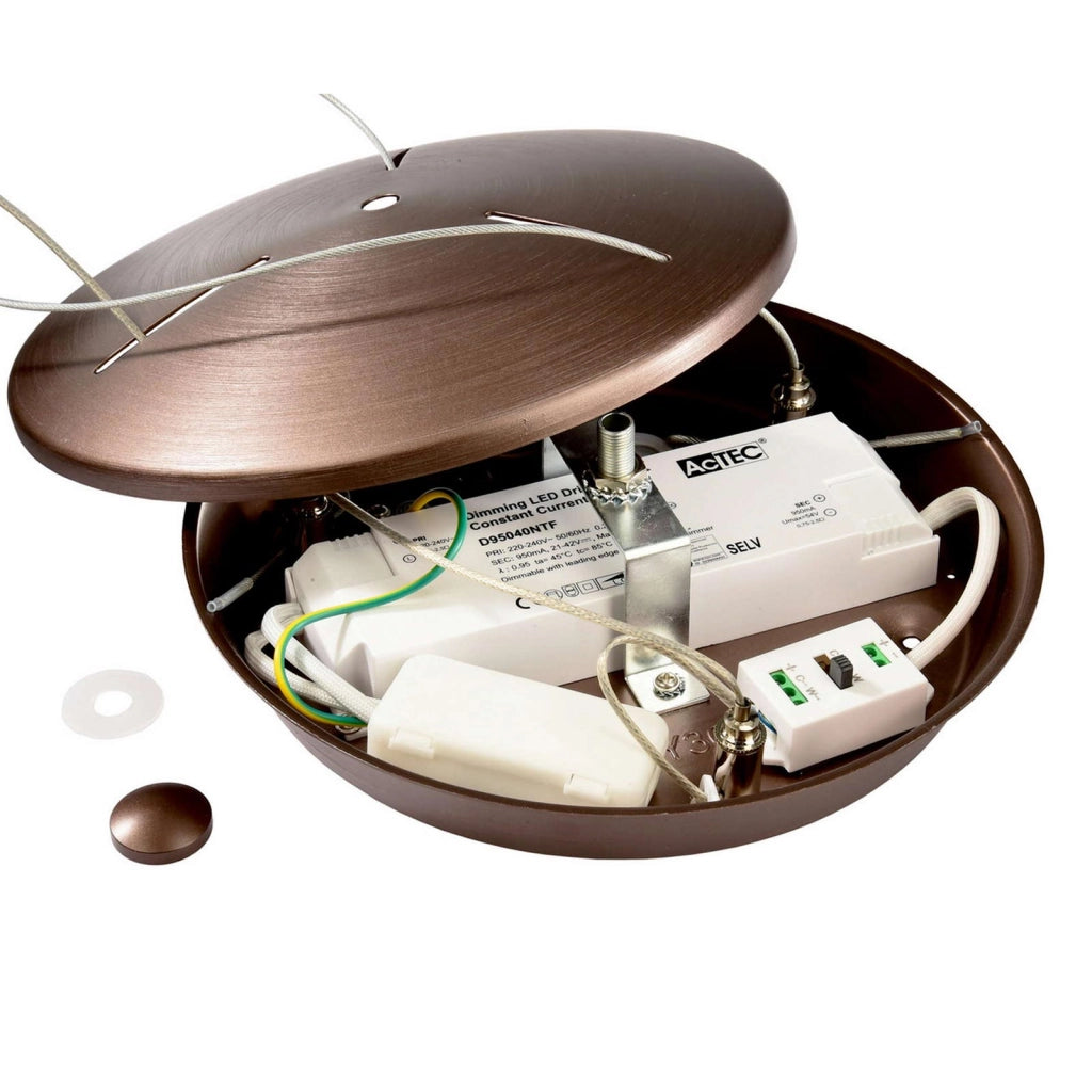 MEROPE 600 lampadario pendente LED 42W CCT dimmerabile lampada sospensione circolare 58cm luci cucina ristorante negozio ufficio 230V MARRONE